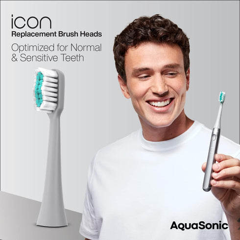AquaSonic Icon Replacement Brush Heads | 2 Brush Heads | Compatible with AquaSonic Icon Toothbrush | for Normal &