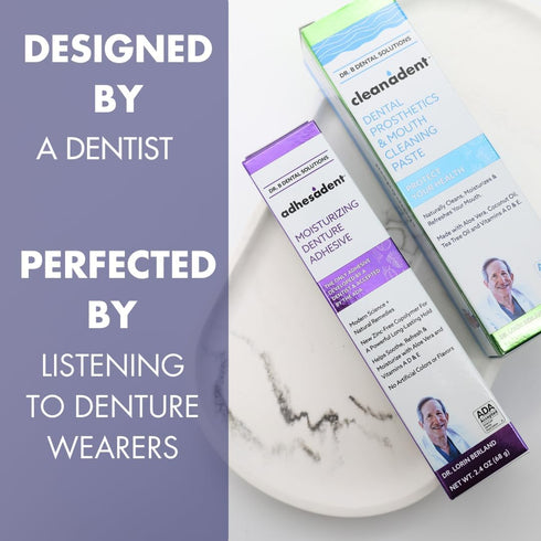 Dr. B Dental Solutions Cleanadent Denture and Gum Toothpaste, 4 oz - ADA Accepted, All-Natural for Odor and Stain
