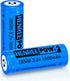 Henreepow 18500 3.2V Rechargeable Battery, 1000mAh LiFePO4 Lithium Phosphate for Outdoor Garden Solar Lights,