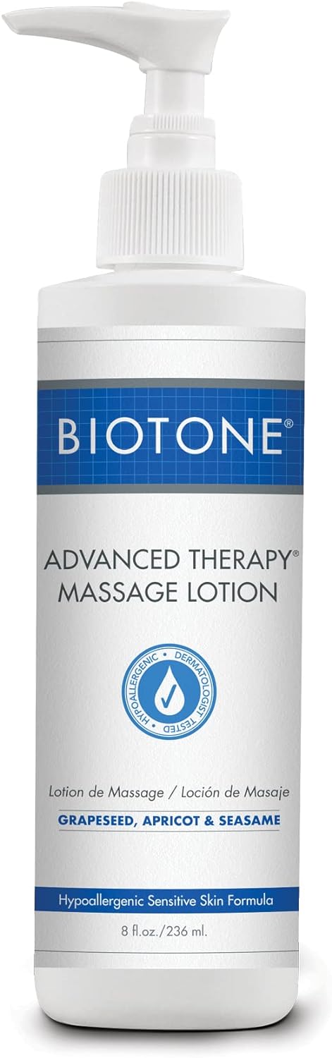 BIOTONE Advanced Therapy Massage Lotion, Hypoallergenic, Fragrance-Free, Non-Greasy Finish, More Glide