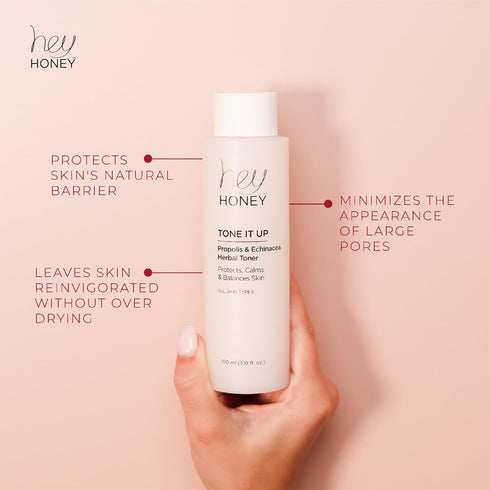 Hey Honey Skincare Tone It Up Propolis & Echinacea Herbal Face Toner | 3-in-1 Moisturizing, Soothes & Protects