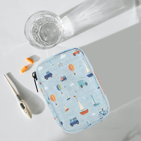 Skerhhux 7 Beautiful Cartoon Car Pill Case Travel Pill Organizer Weekly Day Portable with Zipper Medicine Box Pill Case