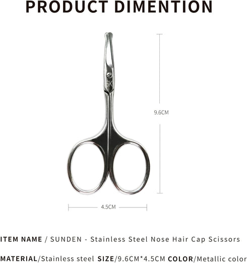 Safety Nose Hair Cuticle Scissors, Beauty Grooming Scissors for Nose Hair Trimming, Rounded Blade with Ergonomic Handle