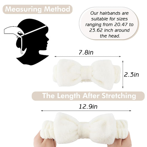 4Pcs Spa Headband Set for Women, Soft Terry Cloth Makeup Skincare Bubble Headband, Non Slip Hair Accessory Beige