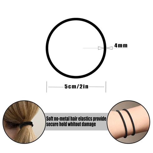 Thick Hair Ties No Damage, 120 Pcs Elastics for Ponytail Holders for Women, Men & Girls, Hair Accessories (4mm)