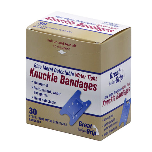 Medique Products 65238 Water Tight Bandage - Blue Metal Detectable Knuckle, 30-Count