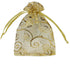 100pcs Sheer Organza Favor Bags, Rattan Print Gift Bags for Wedding Baby Shower, 3x4 inch, Gold