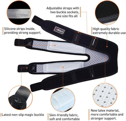HUEGLO Patellar Tendon Support Strap - Knee Brace for Pain Relief & Injury Recovery, 12"-18"