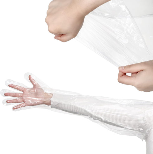 300/100 Pcs Veterinary Dressing Gutting Gloves, 1.6 Mil Thickness Long Disposable Hunting Gloves