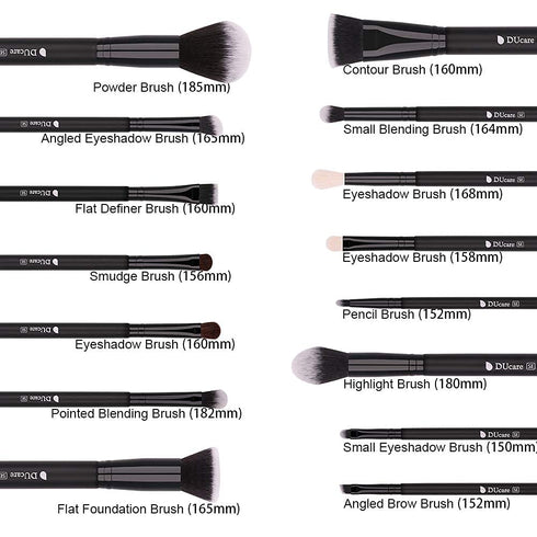 DUcare Makeup Brushes, 15Pcs Premium Synthetic Kabuki Brush Set for Foundation, Concealers, and Eye Shadows