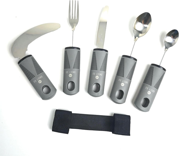 ONSET GO Adaptive Utensils for Elderly, Easy Grip Non-Slip Cutlery Set for Disabled Adults,
