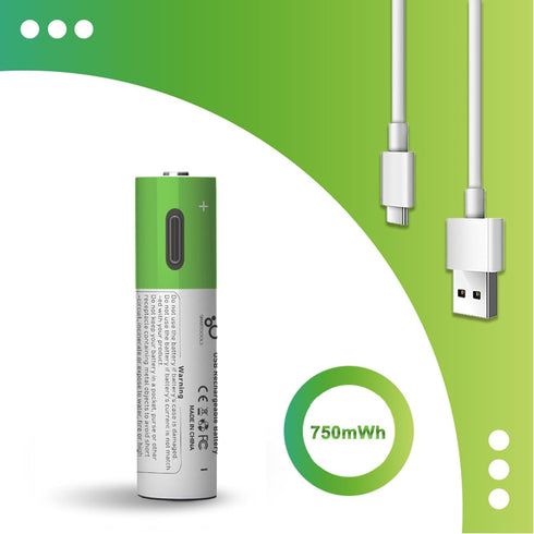 4 Pack Rechargeable 10440 Batteries, Lithium Ion 3.7 Volts, 750mWh with 4 in 1 USB Type C Charger