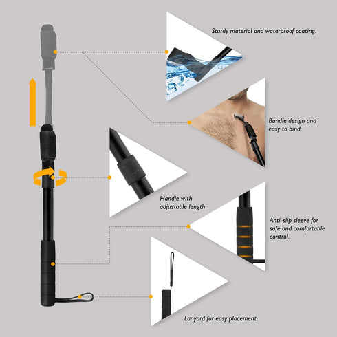 Razor Extension Shaver Handle, Adjustable Length Groomer for Leg and Body, Hair Brush Handle for Wet or Dry Brushing