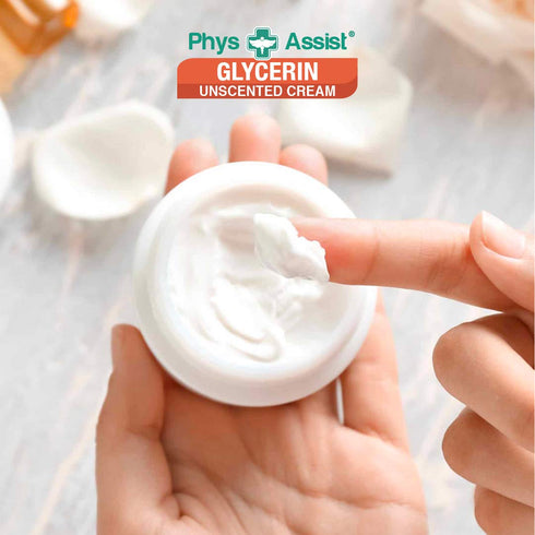 PhysAssist Oncology Glycerin Unscented Moisturizer Cream for Dry Stressed Skin, Fragrance Intolerances after Radiation