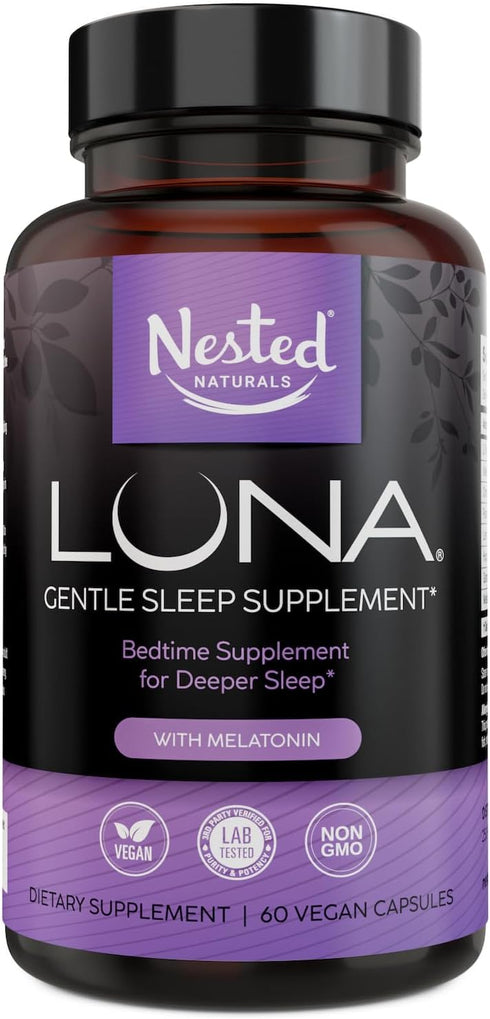Luna Sleep Aid, Non-Habit Forming Natural Sleep Aid with Valerian Root, Melatonin, 60 Vegan Capsules