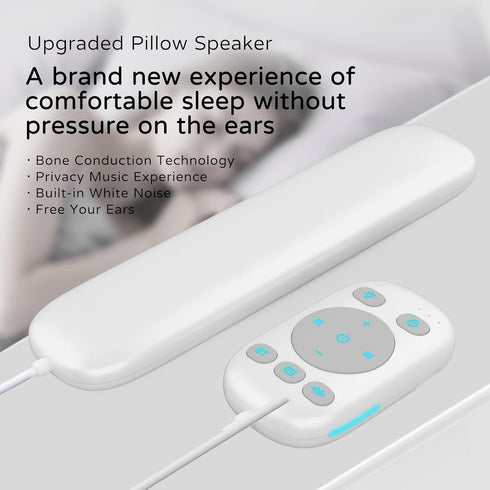 Under-Pillow Bone Conduction Sleep Speaker & White Noise Sound Machine with Sleep Timer, TF Card Compatible | for Side