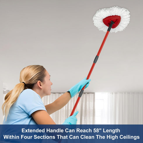 Mop Handle and Mop Base Replacements, 2 Microfiber Mop Head Refills for O Ceda EasyWring 1-Tank Spin Mop System