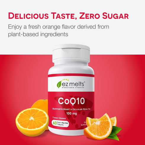 EZ Melts Dissolvable CoQ10 Supplement, 100 mg, Sugar-Free, 2-Month Supply