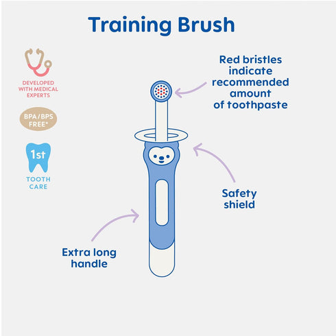 MAM Training Toothbrush for Babies, 1 Baby's Brush with Safety Shield, Interactive App, for Girls 5+ Months, Pink