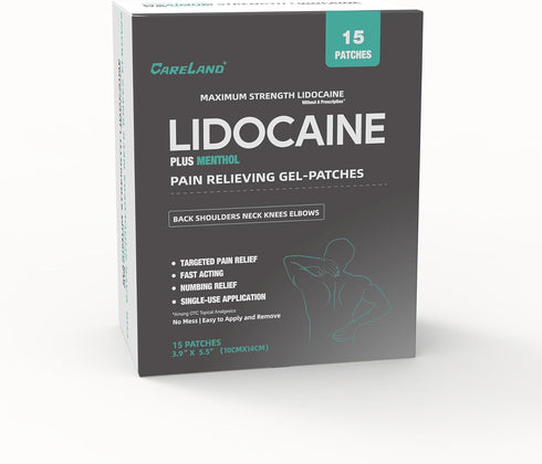 4% Lidocaine Patches Plus 1% Menthol - Maximum Strength Pain Relief Patches for Back, Neck, Knee, Shoulder
