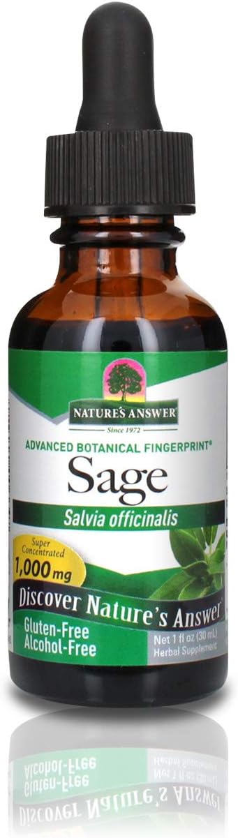 Nature's Answer Alcohol Free Sage Leaf Supplement, 1 Fluid Ounce, Digestive Support