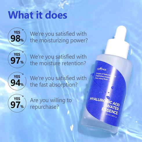 ISNTREE Hyaluronic Acid Water Essence 50ml | Water Serum | Replenishes Moisture, Non-sticky Finish