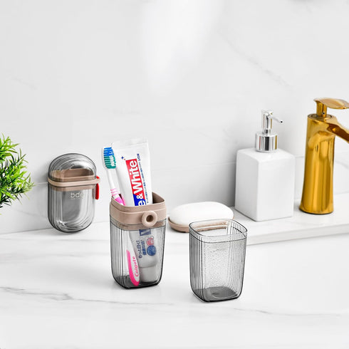 VITVITI White Toothbrush Travel Case, Portable 7.88 Inch Holder for Toothpaste & Toothbrush for Trip or Bathroom
