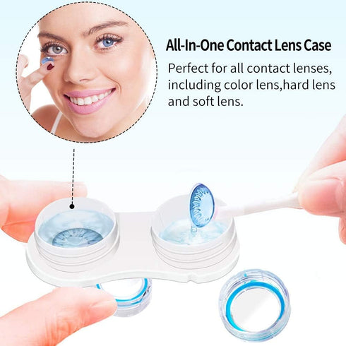 12 Pack Clear Contact Lens Case, Portable Contact Lenses Case with Tweezer Remover Tool Solution Bottle Contacts Soak Storage Container Kit for Travel Home