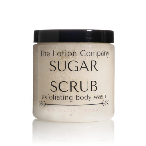 The Lotion Company Sugar Scrub Exfoliating Body Wash, Paraben Free, Cruelty Free, Baby Powder Fragrance Scent