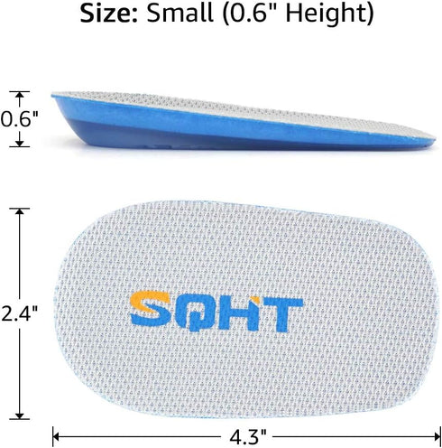 SQHT Heel Lift for Achilles Tendonitis and Leg Length Discrepancy, Shoe Inserts for Men and Women (Blue&Beige, Small)