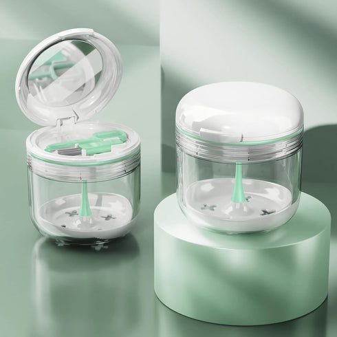 Denture Bath Cup, Retainer Cleaner Case Box, Night Mouth Guard Holder with Drain Tray for Travel Cleaning