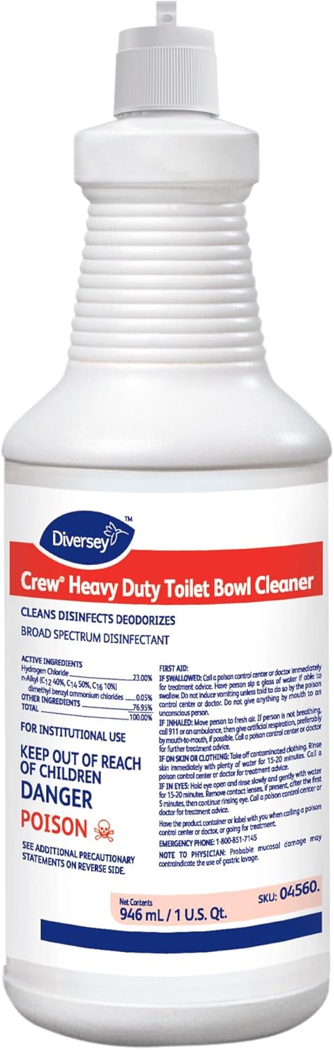CREW 04560 Heavy Duty Toilet Bowl Cleaner & Disinfectant, 32-Ounce, 23% HCI, Mint Scent, Ready-to-Use