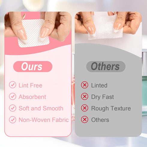 Lint Free Nail Wipes, 1000PCS Nail Polish Remover Wipes, Super Absorbent Soft Wipes for Nail Art and Eyelash Extensions