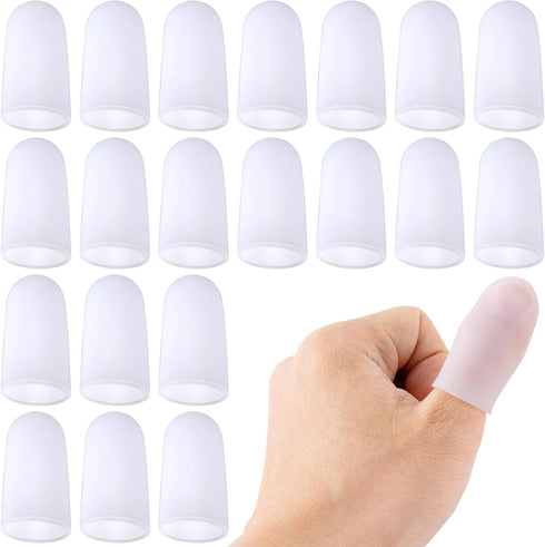 ANCIRS 20pcs Gel Finger Support Protector Caps, Silicone Fingertips for Cracking, Eczema Pain Relief