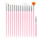 Nail Art Brushes Set, 15Pcs Nail Design Brushes Kit for Home Manicure, Small Detail Brushes for Fine Nail Art DIY