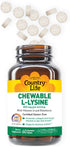 Country Life Chewable L-Lysine Supplement with Vitamin D and Elderberry, Immune Support for Adults