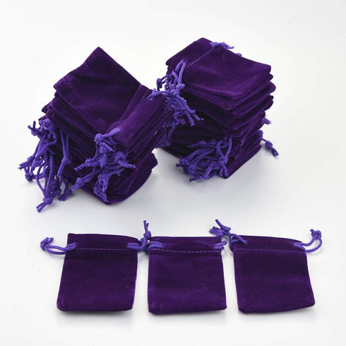 Nydotd 100pcs 2 X 2.8 inch Velvet Cloth Jewelry Pouches, Drawstring Bags for Christmas Candy Gift Bag, Wedding Favors