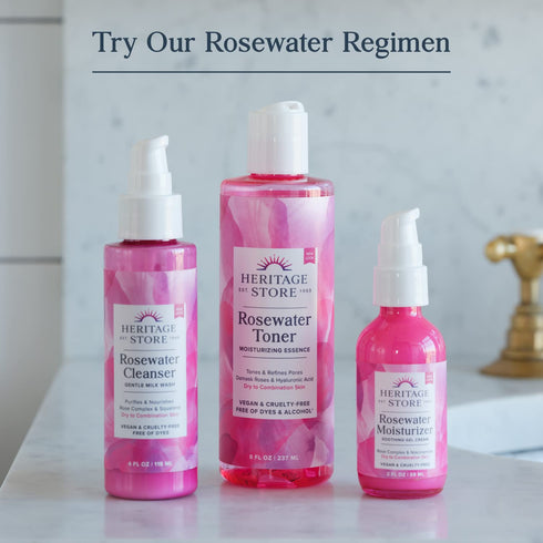 Heritage Store Rosewater - Refreshing Facial Splash for Glowing Skin, Vegan & Cruelty Free (8oz, 3pk)
