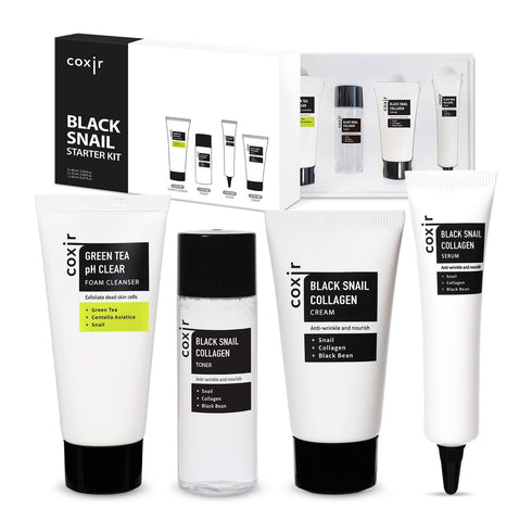 coxir BLACK SNAIL COLLAGEN STARTER KIT | Repairing & Firming with Black Rice, Bean, Snail Mucin, Collagen (3.19 fl.oz)