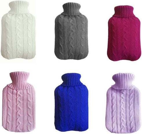 SKUZA 2000ml Hot Water Bottle, Winter Water-Filling Hot Water Bag Warm Water Bag Protective Cover Winter Hand Feet