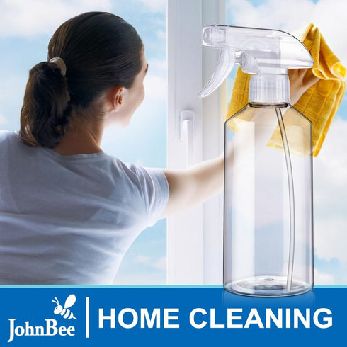 JohnBee Spray Bottles, 16.9oz/2Pack, Premium Adjustable No Leak Spray Bottles for Cleaning, Hair, Plants