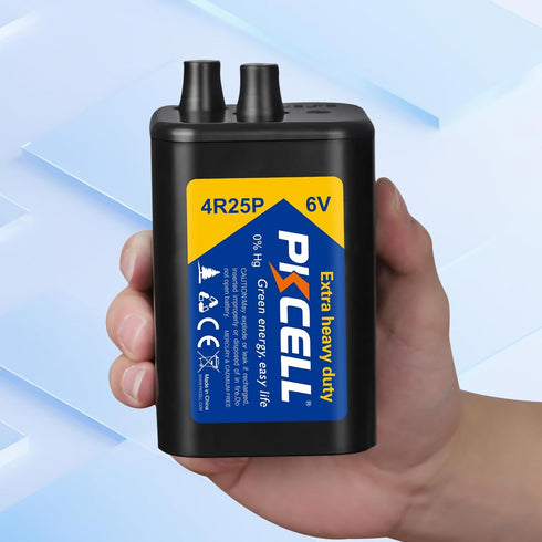 PKCELL 6 6V 4R25 1 Count Volt Lantern Battery, Flashlight Battery with Spring Terminals, Heavy Duty Square Batteries