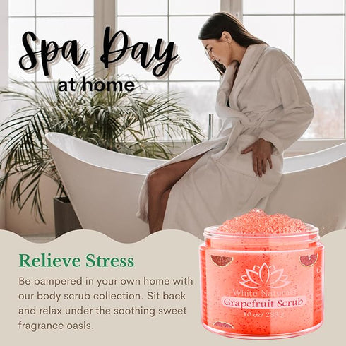 Organic Grapefruit Salt Scrub - Moisturize & Soften Skin, Pure Natural Skincare Exfoliator for Body & Face