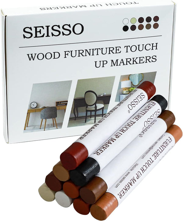 Wood Furniture Markers Touch Up, Scratch Repair Kit, 10 Colors for Wooden Floor, Table, Cabinet
