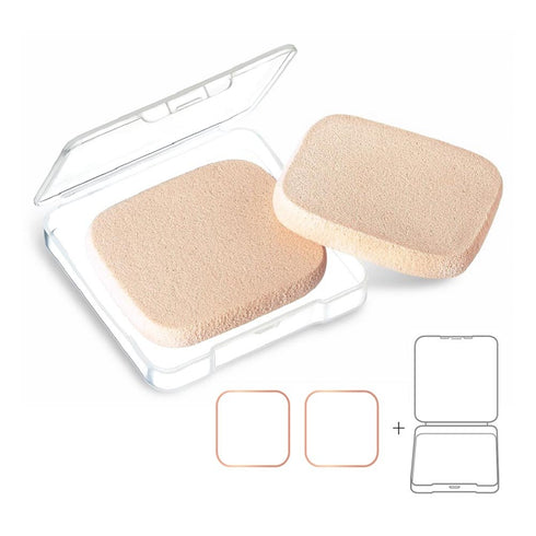 KOOBA 2pcs Square Makeup Sponges with 1 Travel Case, Beauty Face Primer Compact Powder Puff, Blender Sponge Replacement
