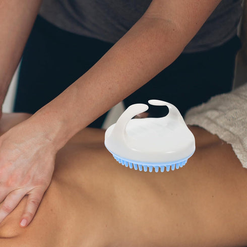 Unomor Gua Sha Meridian Massage Brush for Back and Neck, Muscle Massage Tool with Blue Handle, Multi-Function Scraping