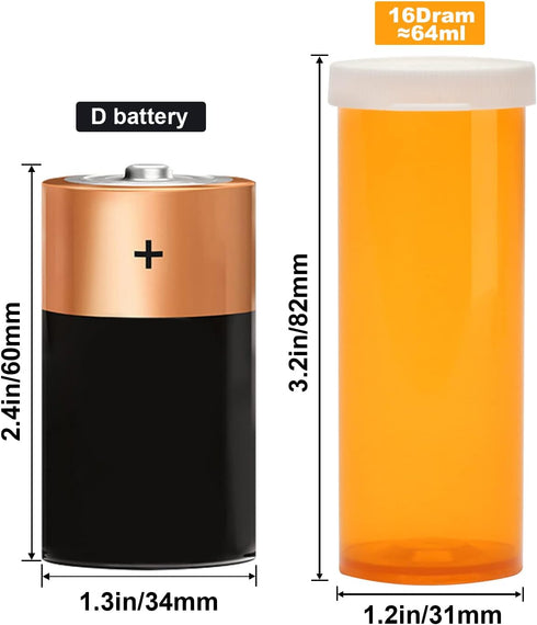 Empty Plastic Pill Bottles with Easy Open Snap Caps, Prescription Medication Vials, Clear Containers (12pcs)