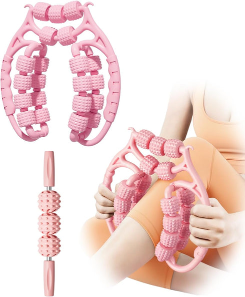 Massage Roller for Legs,21 Wheel Circular Leg Clamp+3 Wheel Massage Roller Stick