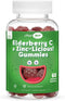 Elderberry Zinc Gummies, Organic Sambucus with Zinc and Vitamin C, Vegan Immune Support for Adults and Kids