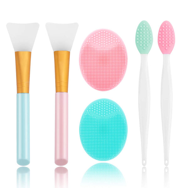 Silicone Face Scrubber, 2pcs Exfoliating Lip Brush, 2pcs Cleansing Brush, 2pcs Face Mask Brush Tool